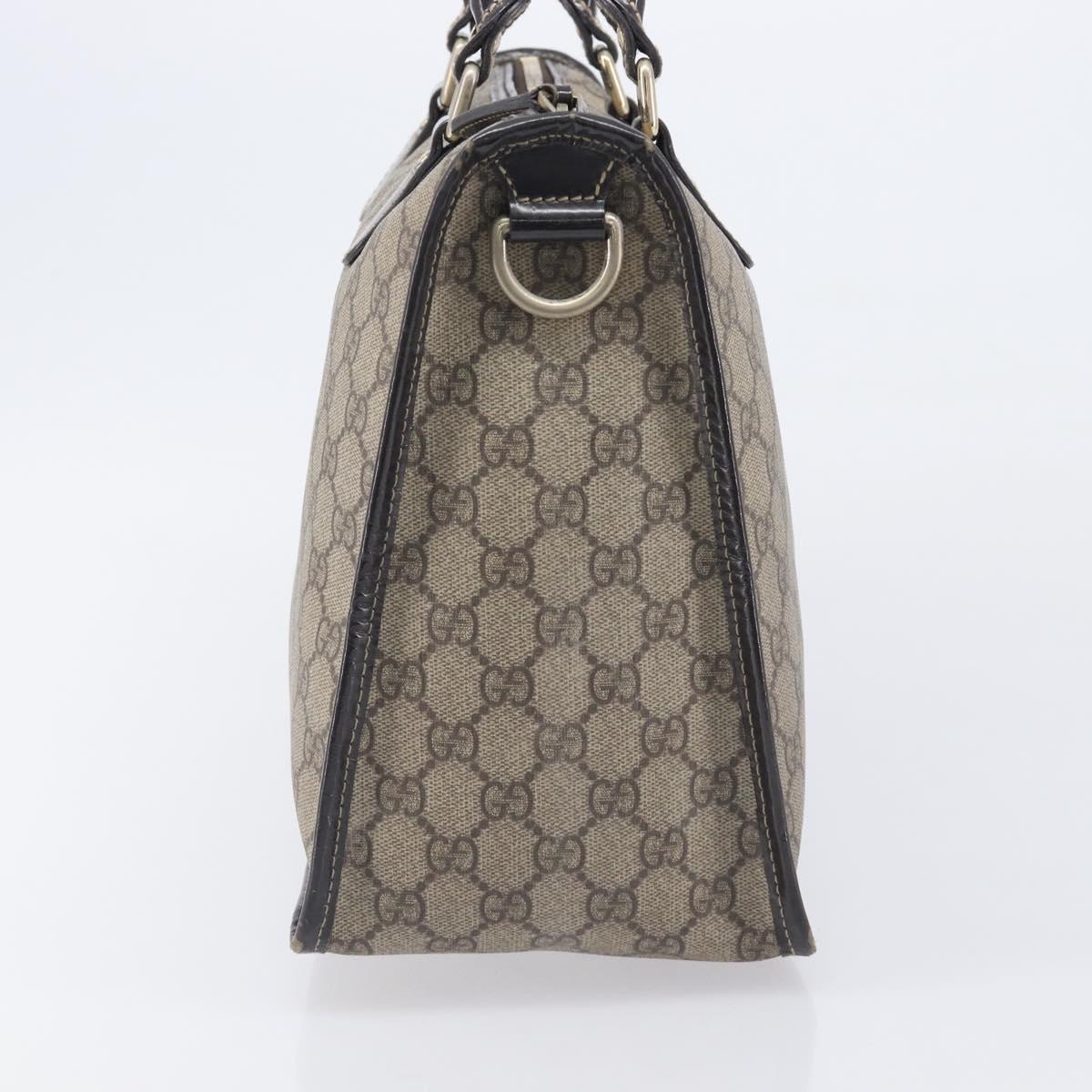 GUCCI GG Supreme Hand Bag PVC Beige Gold Tone 190259 Auth 208151