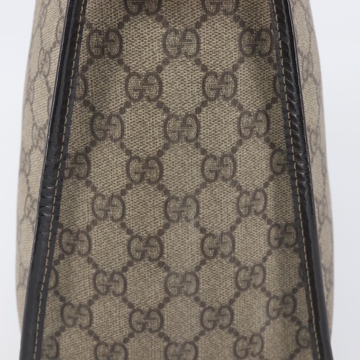 GUCCI GG Supreme Hand Bag PVC Beige Gold Tone 190259 Auth 208151