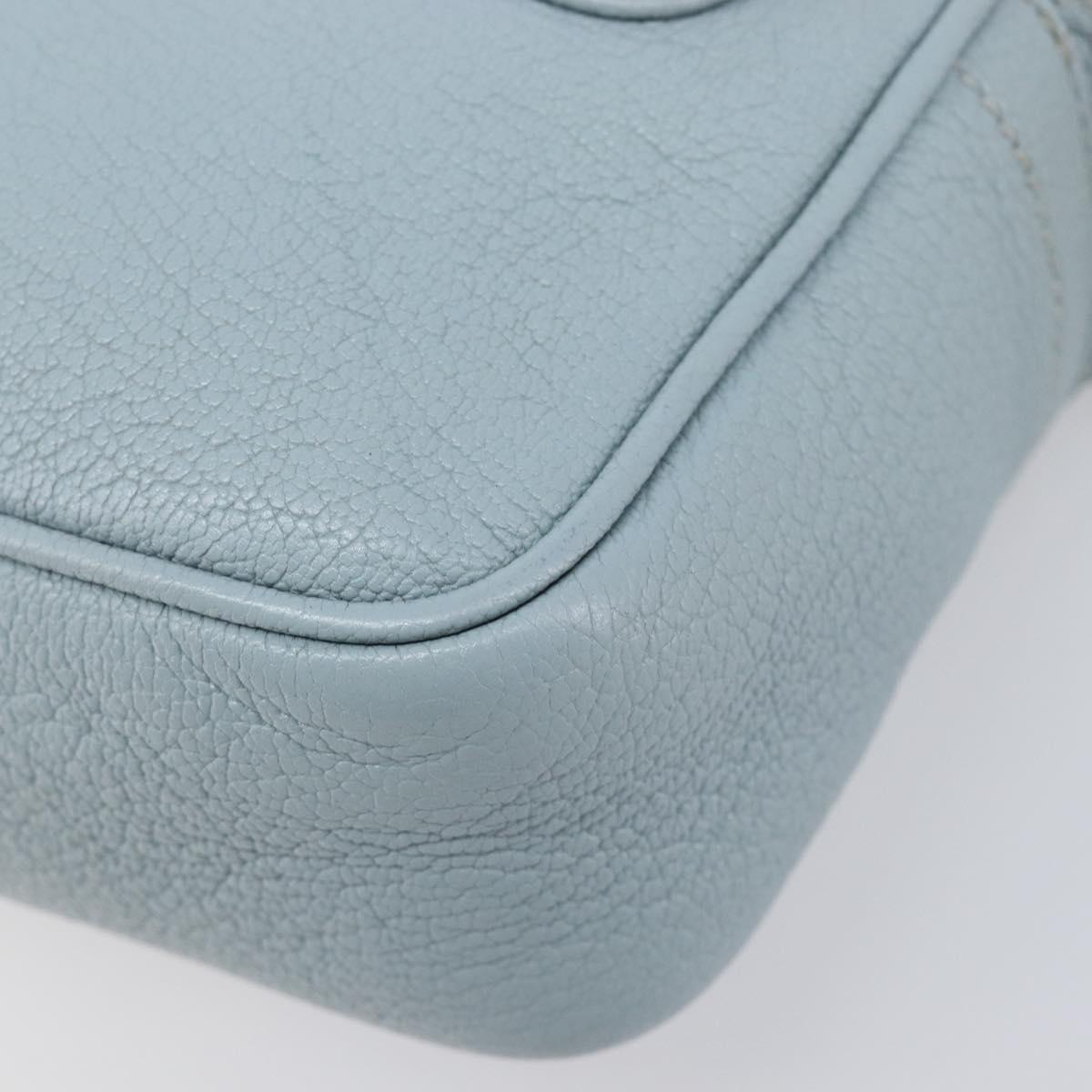 Miu Miu Madras Shoulder Bag Leather Light Blue Gold Tone Auth 208156V