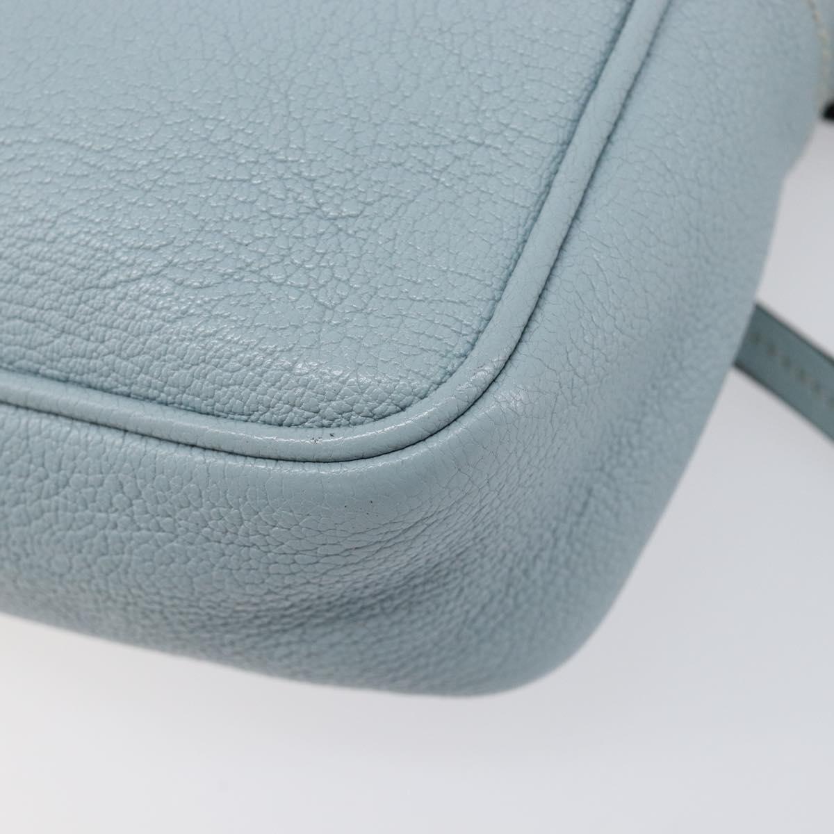 Miu Miu Madras Shoulder Bag Leather Light Blue Gold Tone Auth 208156V