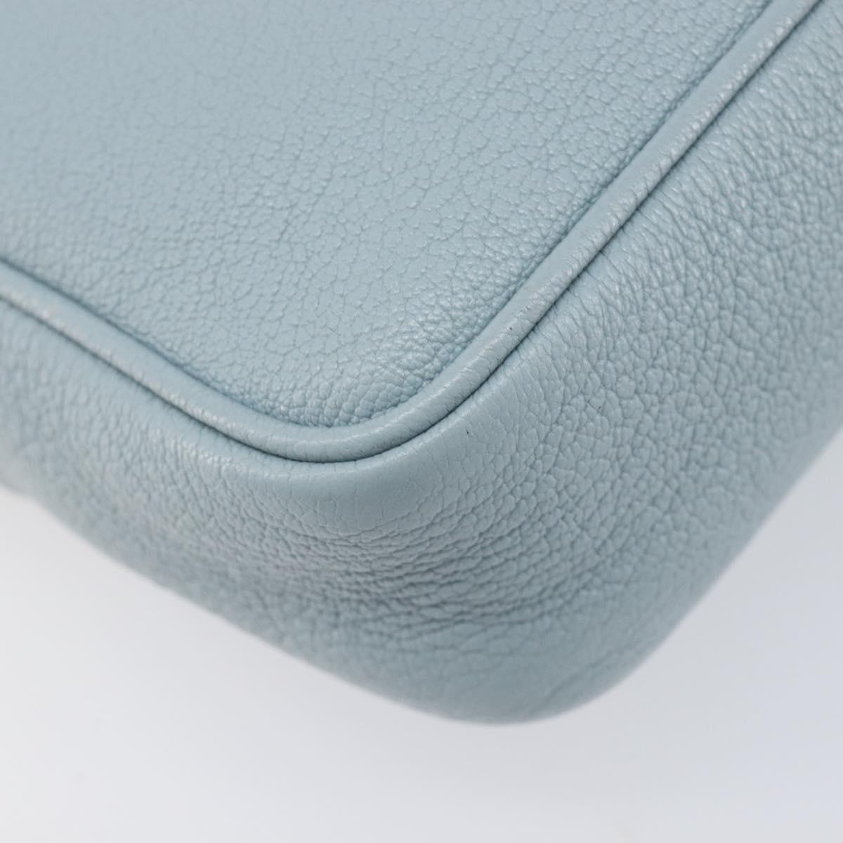 Miu Miu Madras Shoulder Bag Leather Light Blue Gold Tone Auth 208156V