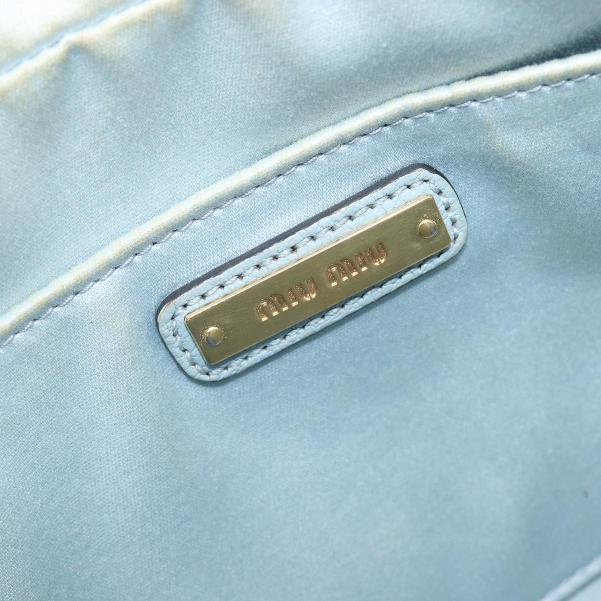 Miu Miu Madras Shoulder Bag Leather Light Blue Gold Tone Auth 208156V