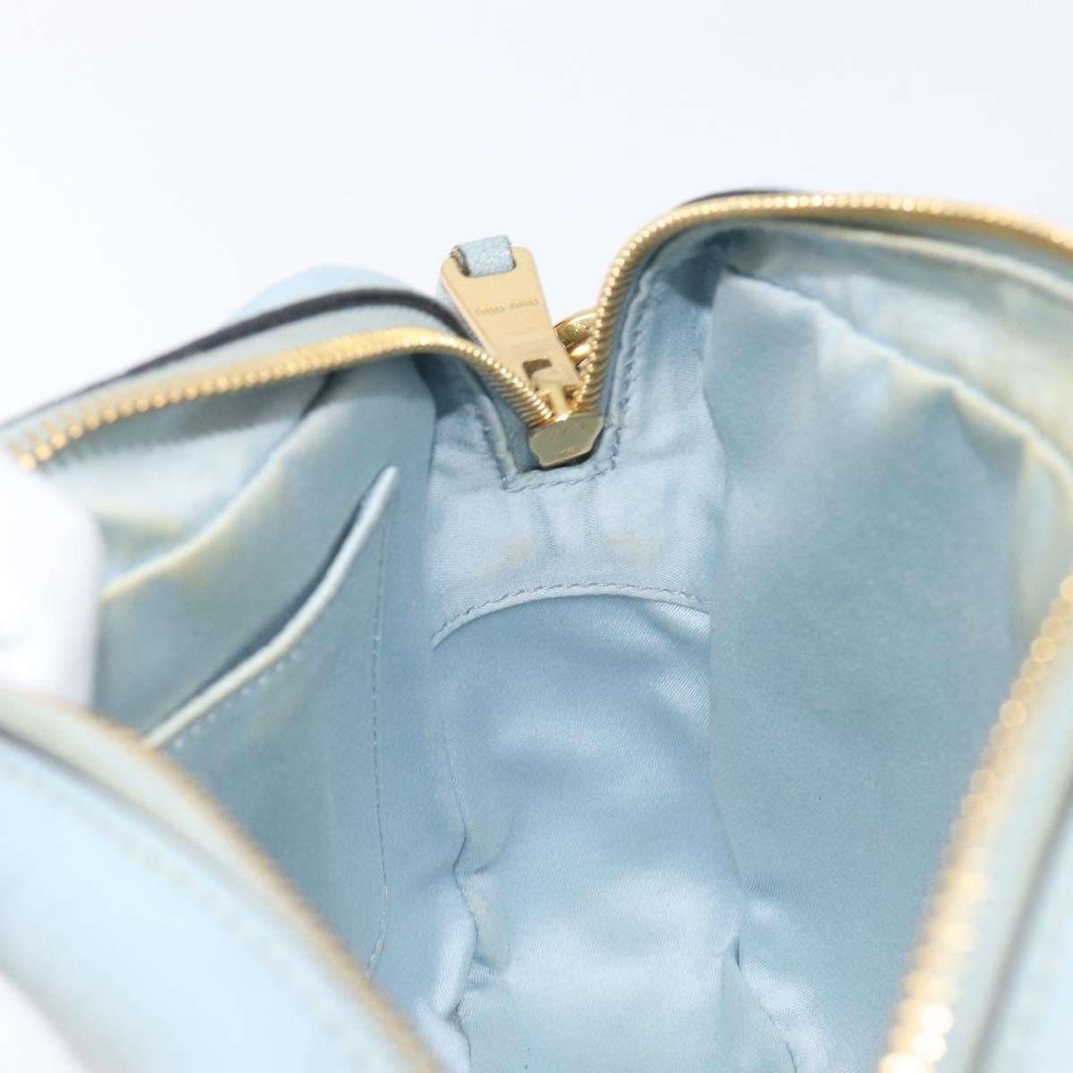 Miu Miu Madras Shoulder Bag Leather Light Blue Gold Tone Auth 208156V
