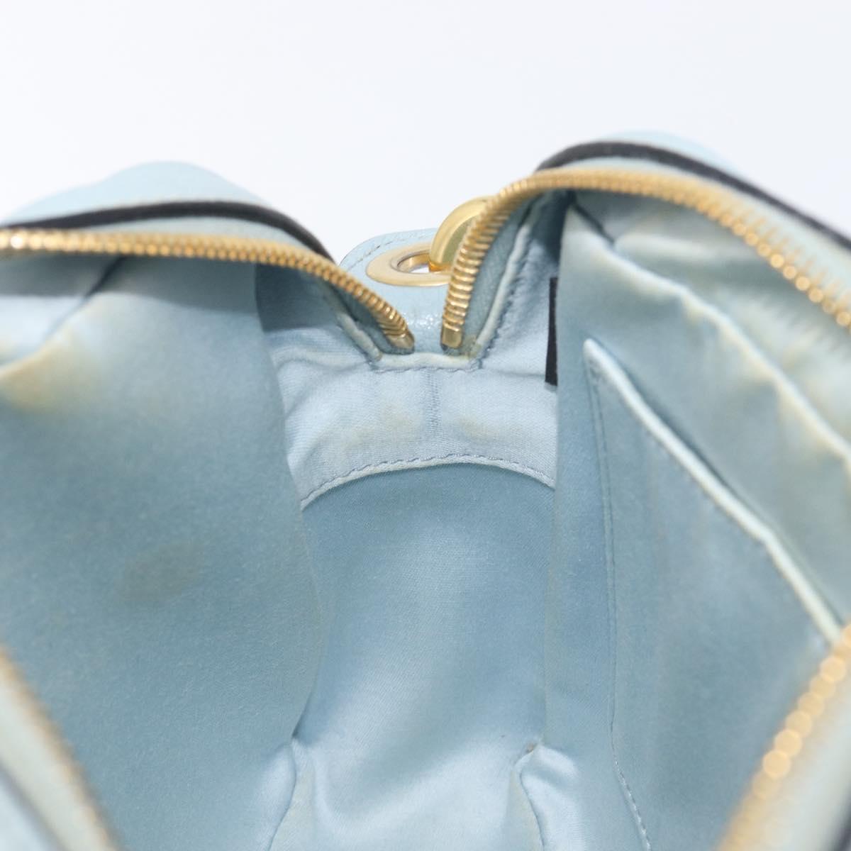 Miu Miu Madras Shoulder Bag Leather Light Blue Gold Tone Auth 208156V