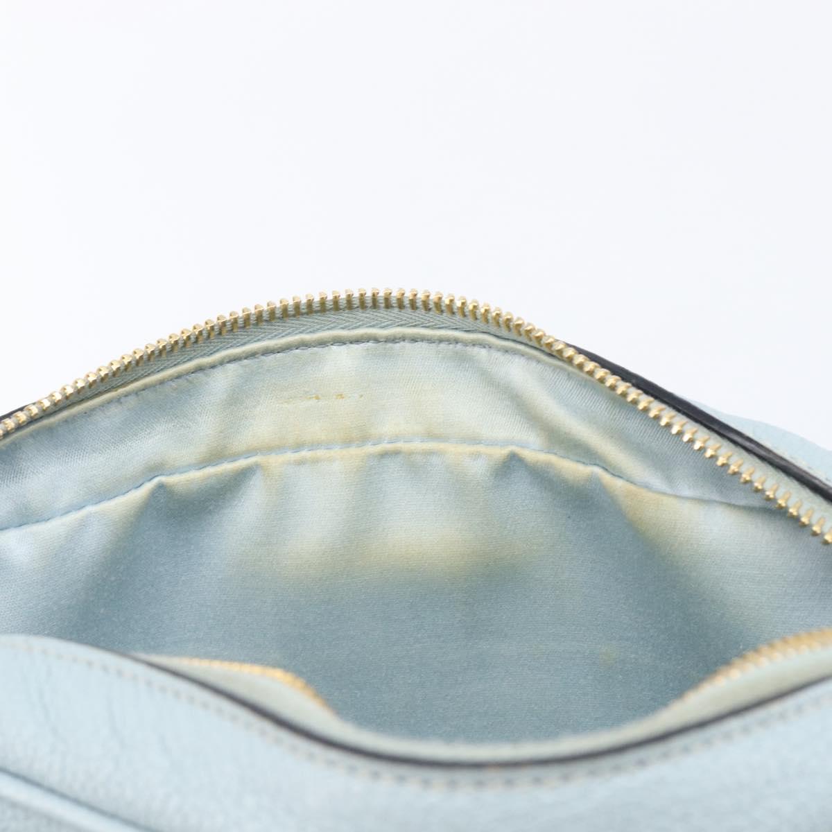 Miu Miu Madras Shoulder Bag Leather Light Blue Gold Tone Auth 208156V