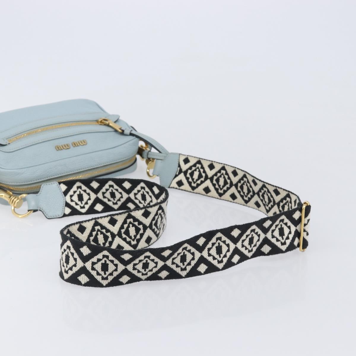 Miu Miu Madras Shoulder Bag Leather Light Blue Gold Tone Auth 208156V