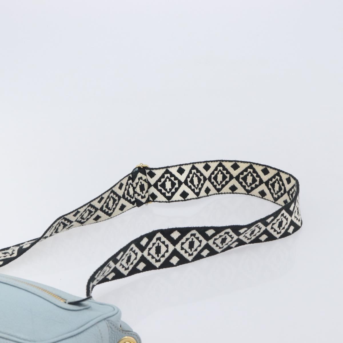 Miu Miu Madras Shoulder Bag Leather Light Blue Gold Tone Auth 208156V