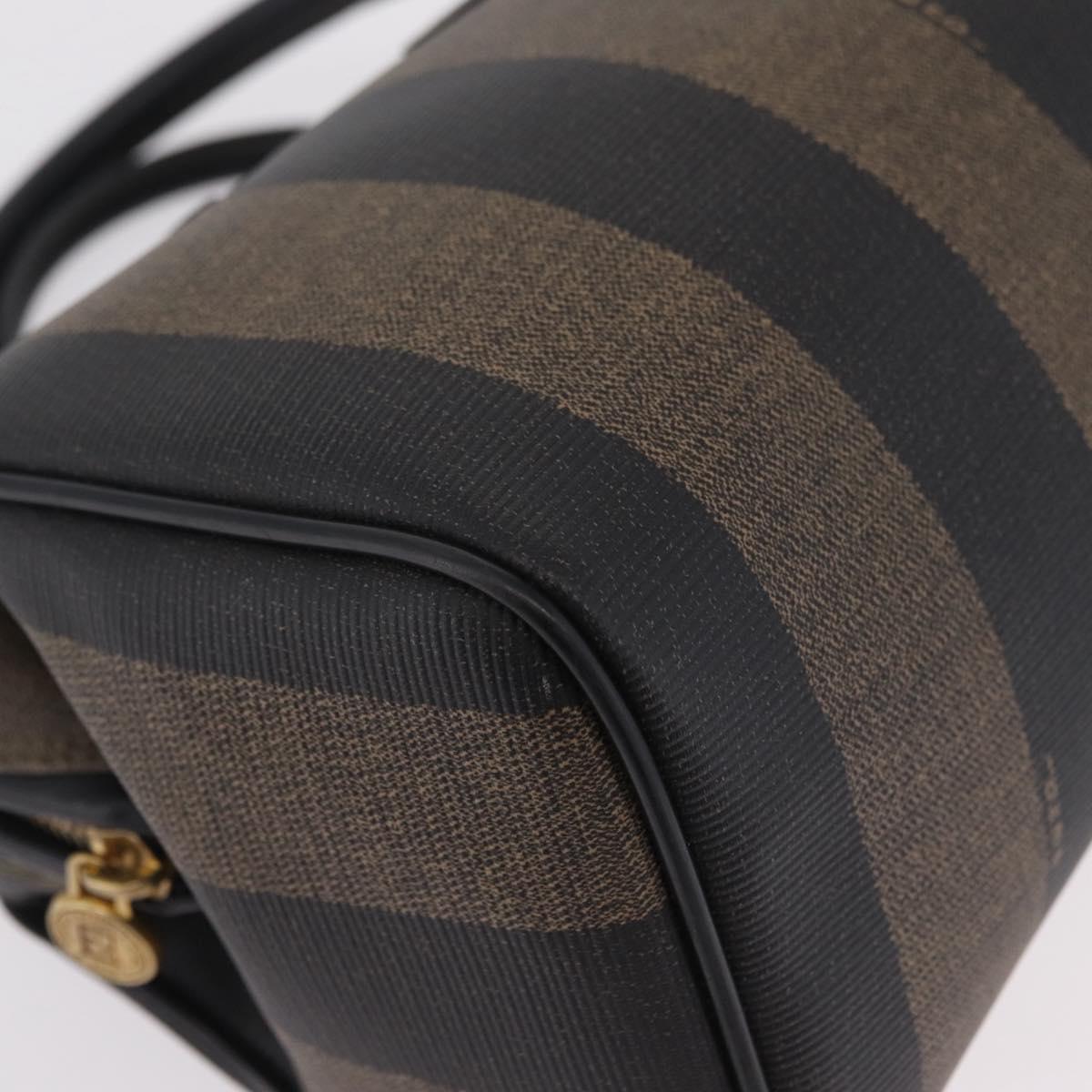 FENDI Pecan Hand Bag PVC Brown Gold Tone Auth 208160V
