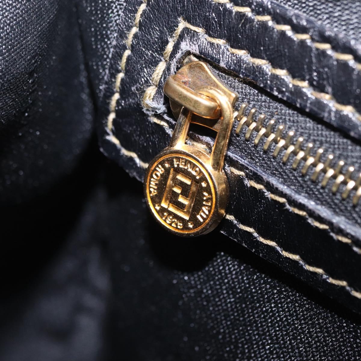 FENDI Pecan Hand Bag PVC Brown Gold Tone Auth 208160V