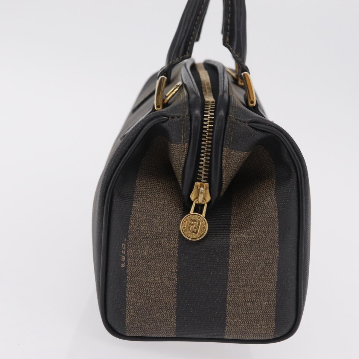 FENDI Pecan Hand Bag PVC Brown Gold Tone Auth 208160V