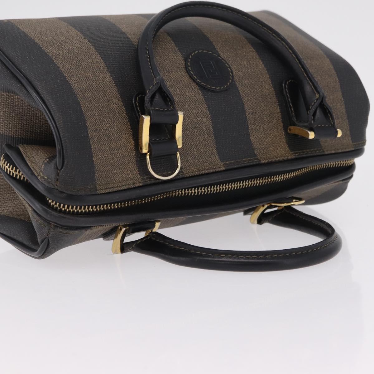 FENDI Pecan Hand Bag PVC Brown Gold Tone Auth 208160V