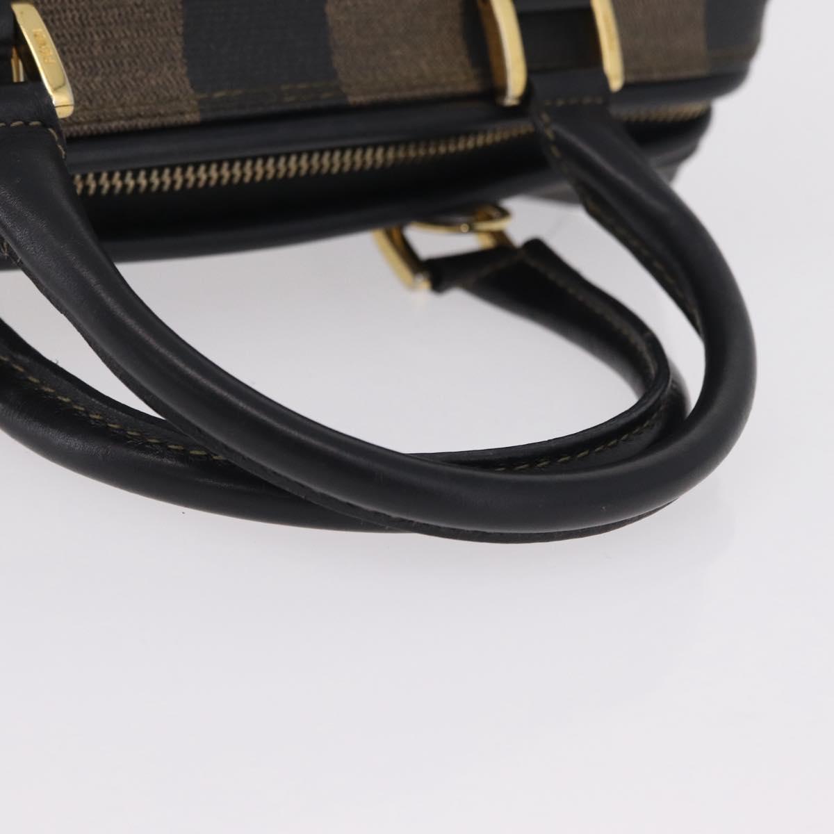 FENDI Pecan Hand Bag PVC Brown Gold Tone Auth 208160V
