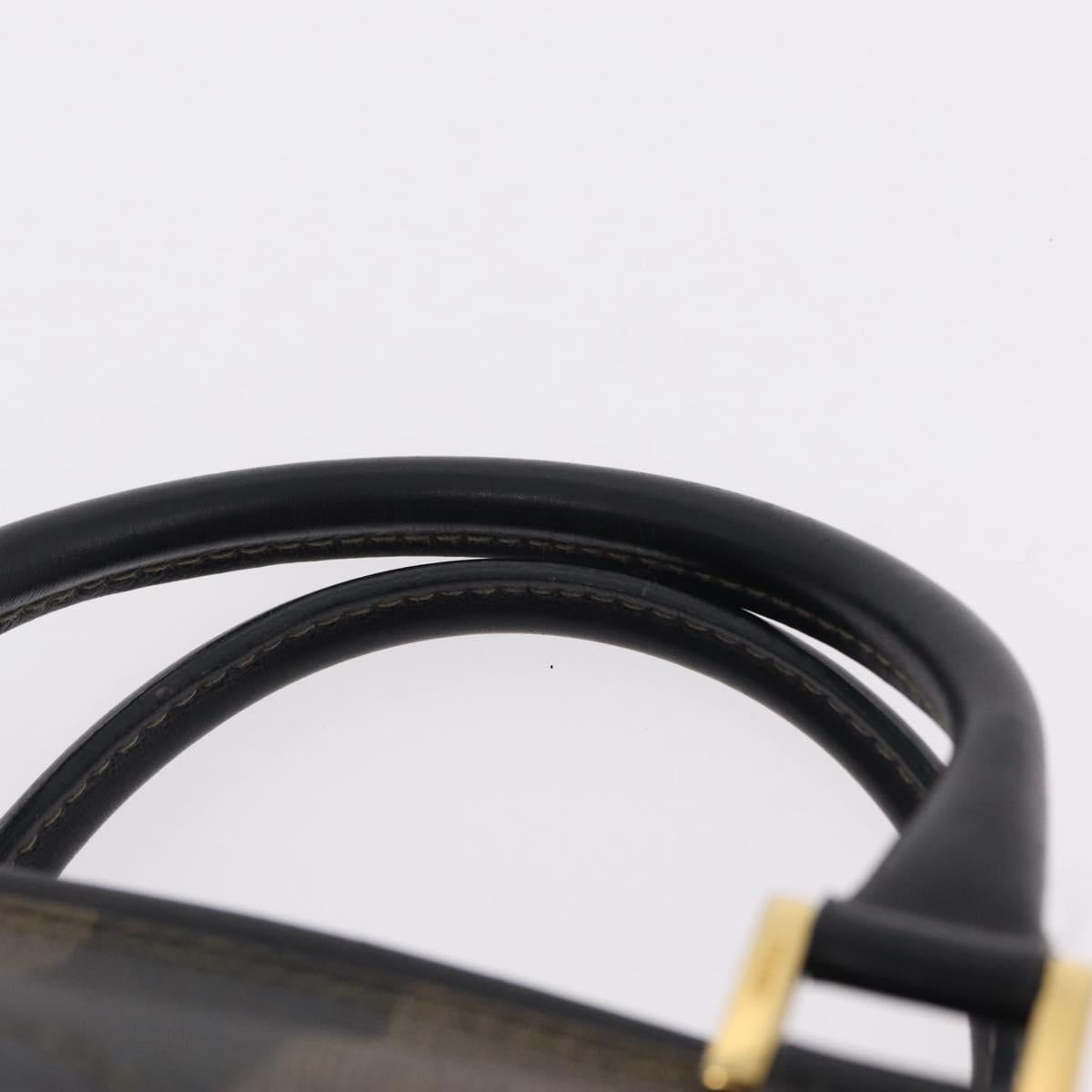 FENDI Pecan Hand Bag PVC Brown Gold Tone Auth 208160V