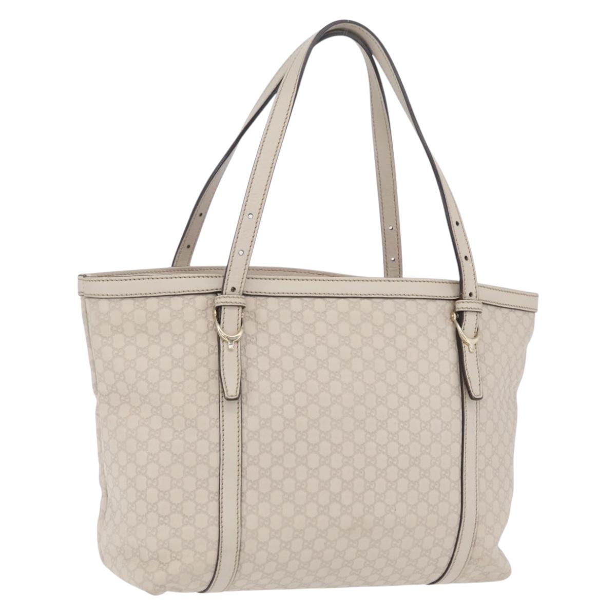 GUCCI Micro Guccissima Tote Bag Leather Ivory Gold Tone 336776 Auth 208163V