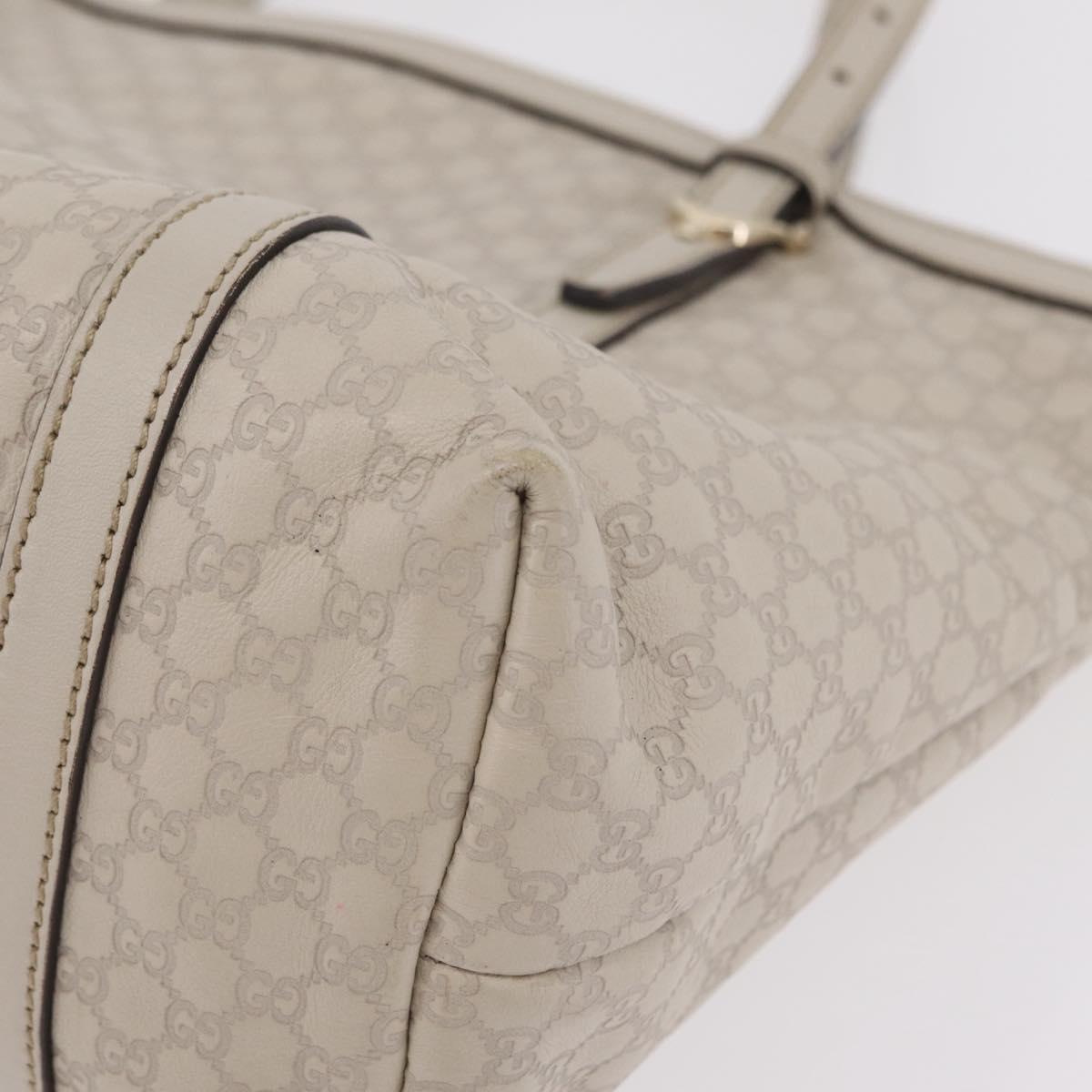 GUCCI Micro Guccissima Tote Bag Leather Ivory Gold Tone 336776 Auth 208163V
