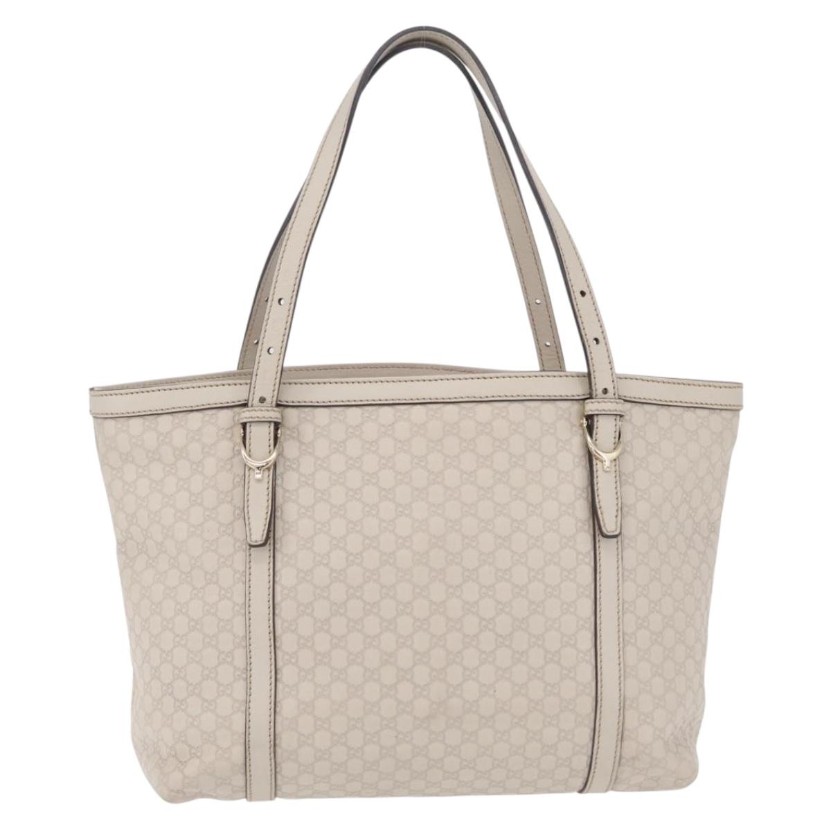 GUCCI Micro Guccissima Tote Bag Leather Ivory Gold Tone 336776 Auth 208163V