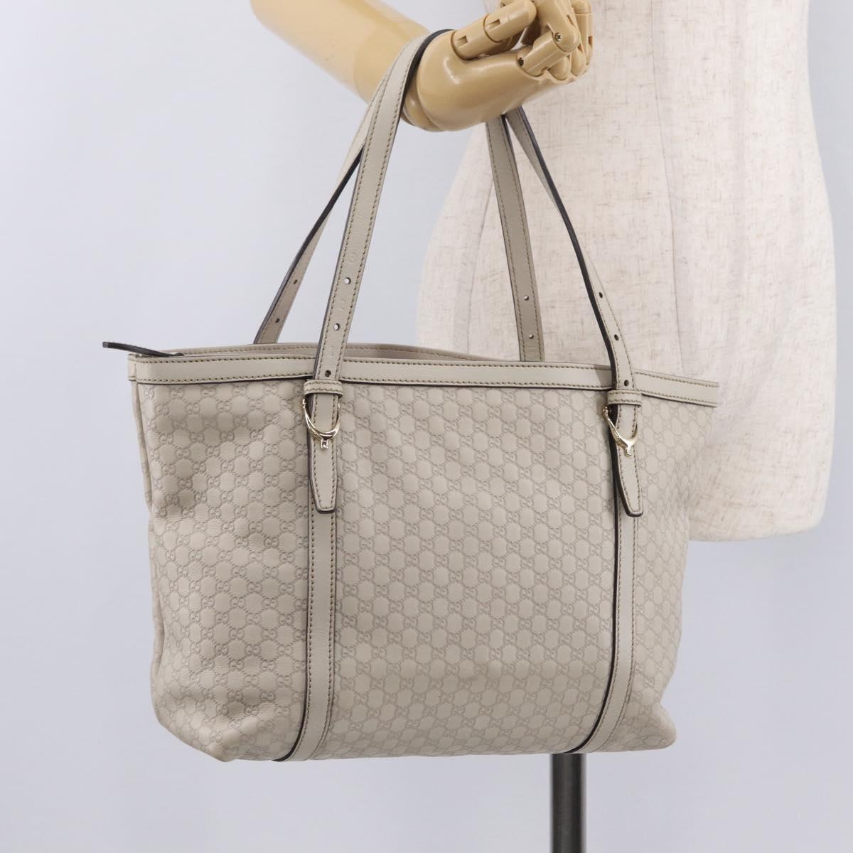 GUCCI Micro Guccissima Tote Bag Leather Ivory Gold Tone 336776 Auth 208163V