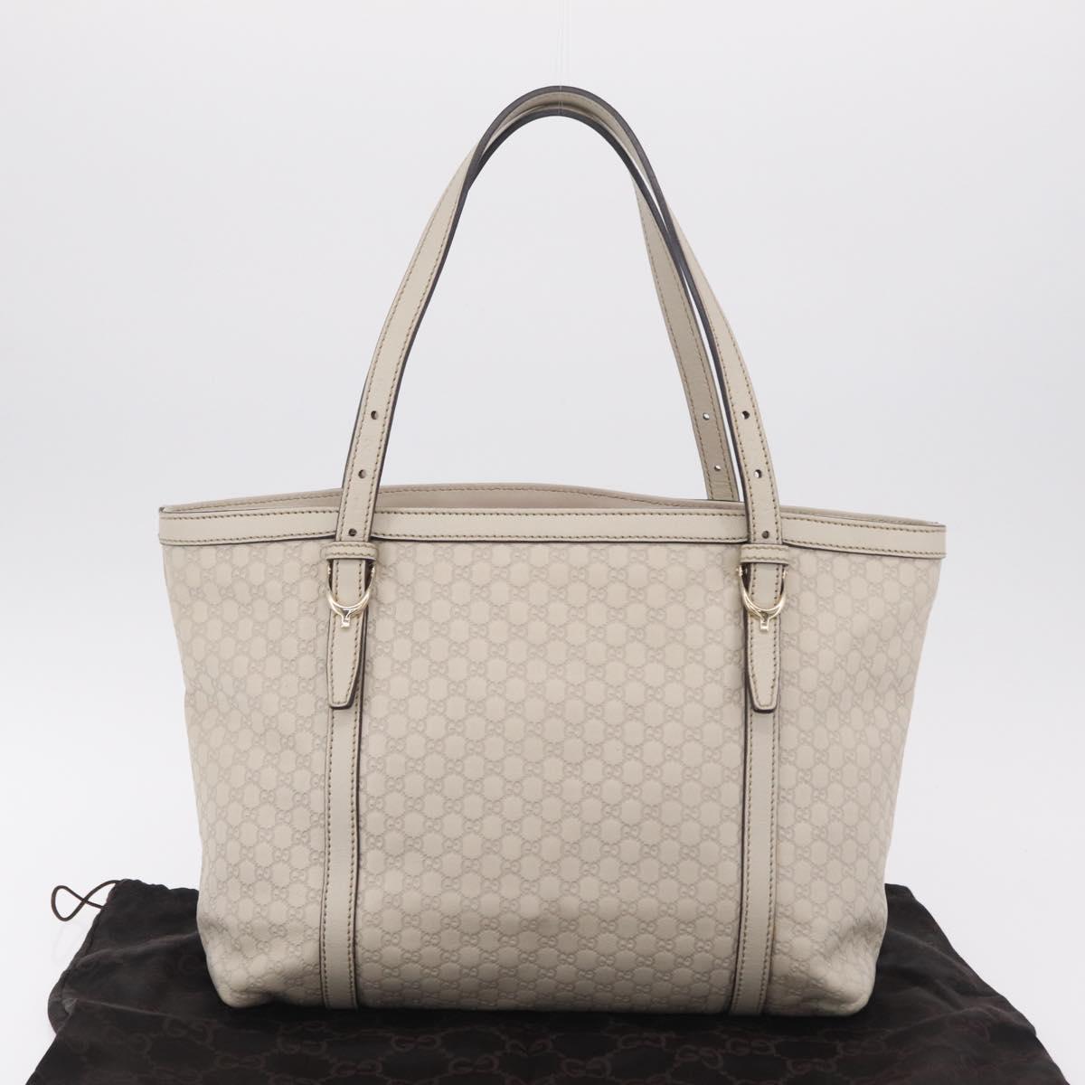 GUCCI Micro Guccissima Tote Bag Leather Ivory Gold Tone 336776 Auth 208163V
