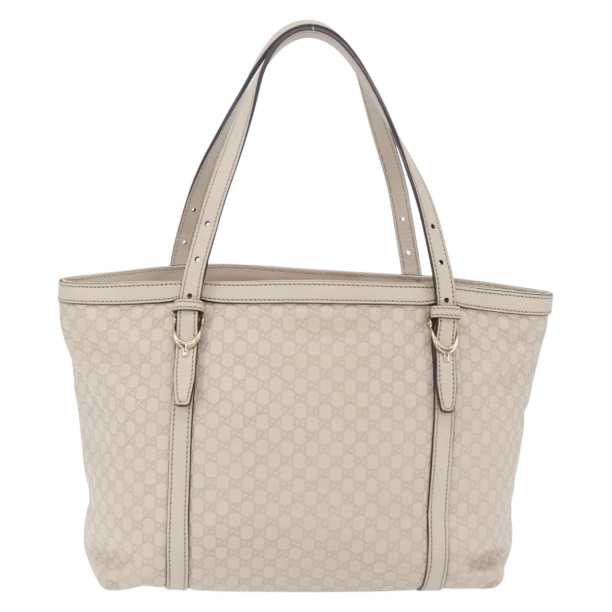 GUCCI Micro Guccissima Tote Bag Leather Ivory Gold Tone 336776 Auth 208163V