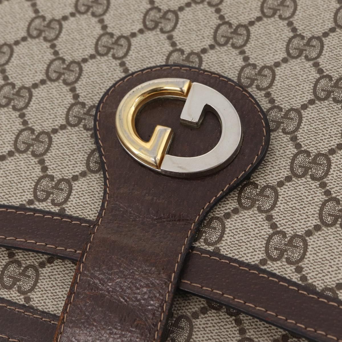 GUCCI GG Supreme Shoulder Bag PVC Beige Gold Tone Auth 208164