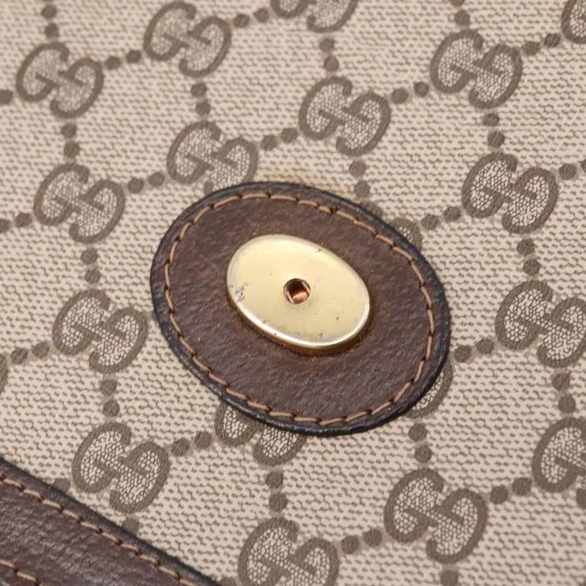 GUCCI GG Supreme Shoulder Bag PVC Beige Gold Tone Auth 208164