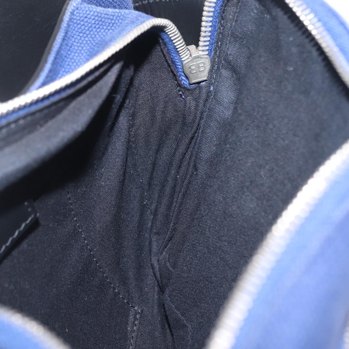 Balenciaga Body Bag Canvas Blue Silver 433625 Auth 208167V