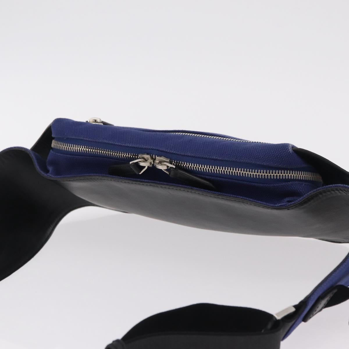 Balenciaga Body Bag Canvas Blue Silver 433625 Auth 208167V