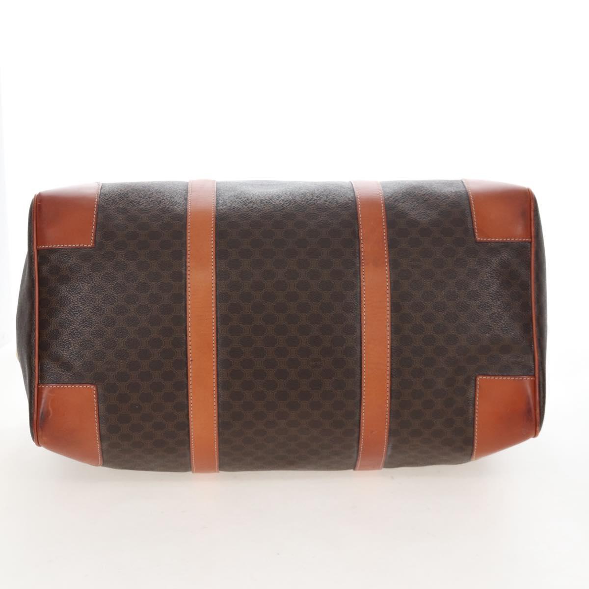 CELINE Macadam Boston Bag PVC Brown Gold Tone Auth 208171V