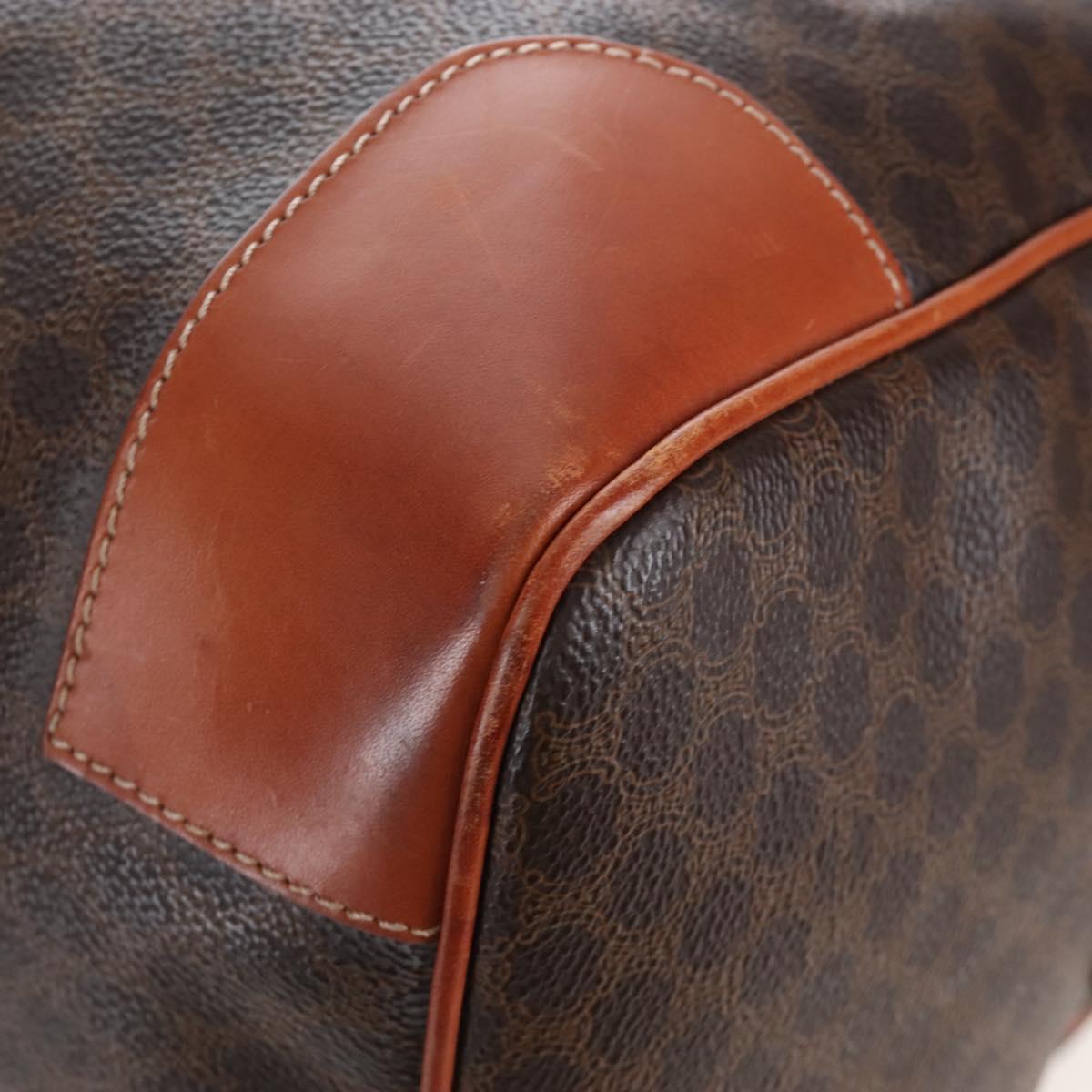 CELINE Macadam Boston Bag PVC Brown Gold Tone Auth 208171V