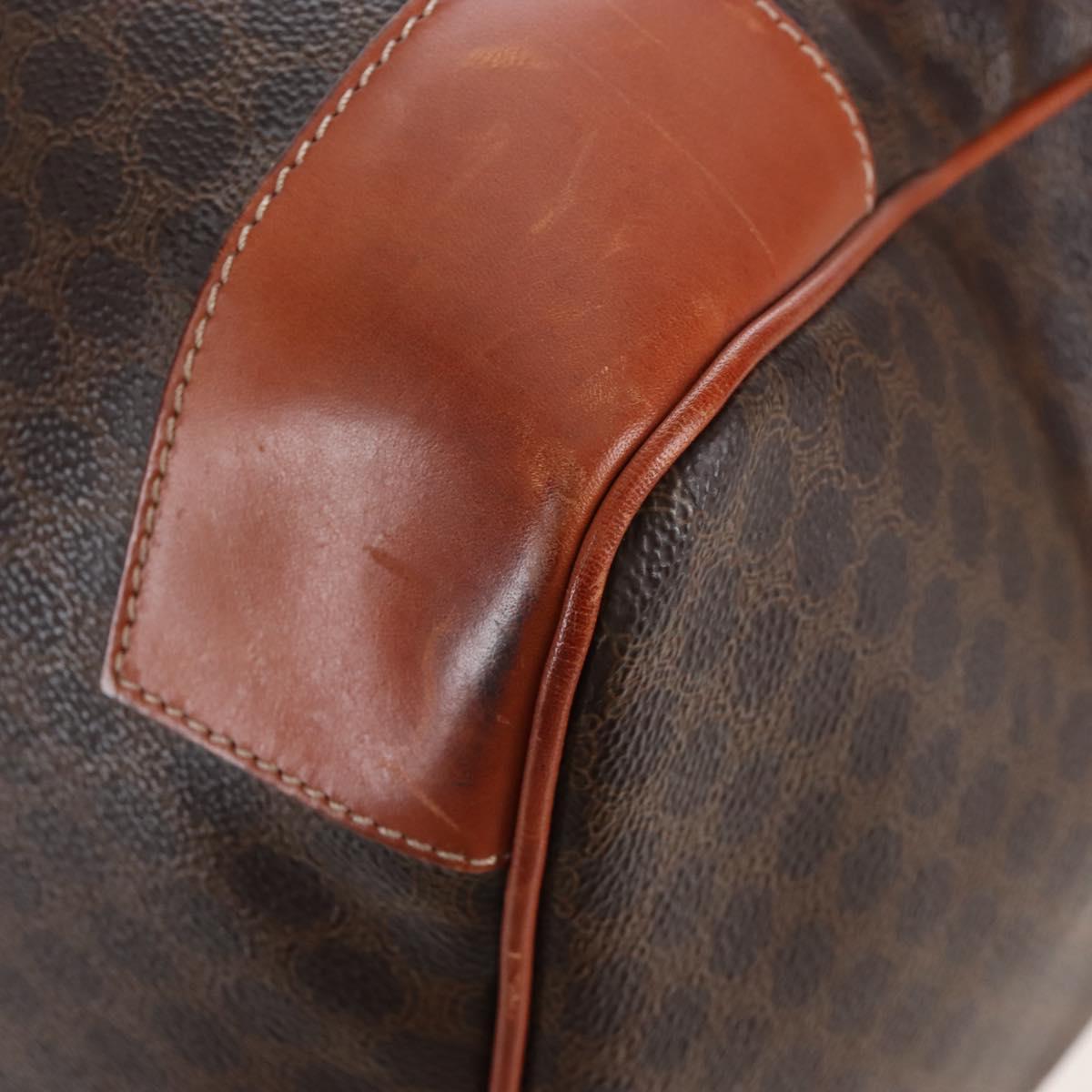 CELINE Macadam Boston Bag PVC Brown Gold Tone Auth 208171V