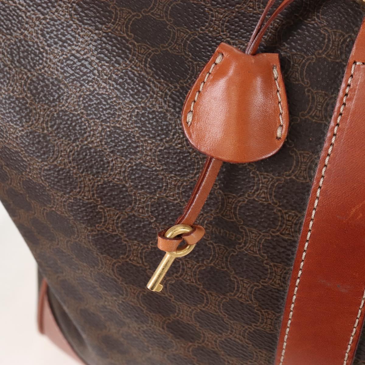 CELINE Macadam Boston Bag PVC Brown Gold Tone Auth 208171V