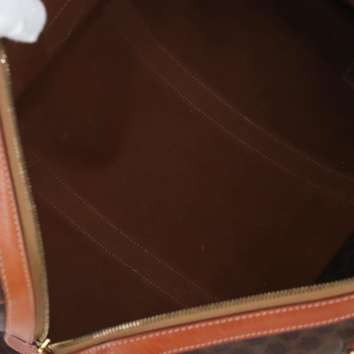 CELINE Macadam Boston Bag PVC Brown Gold Tone Auth 208171V