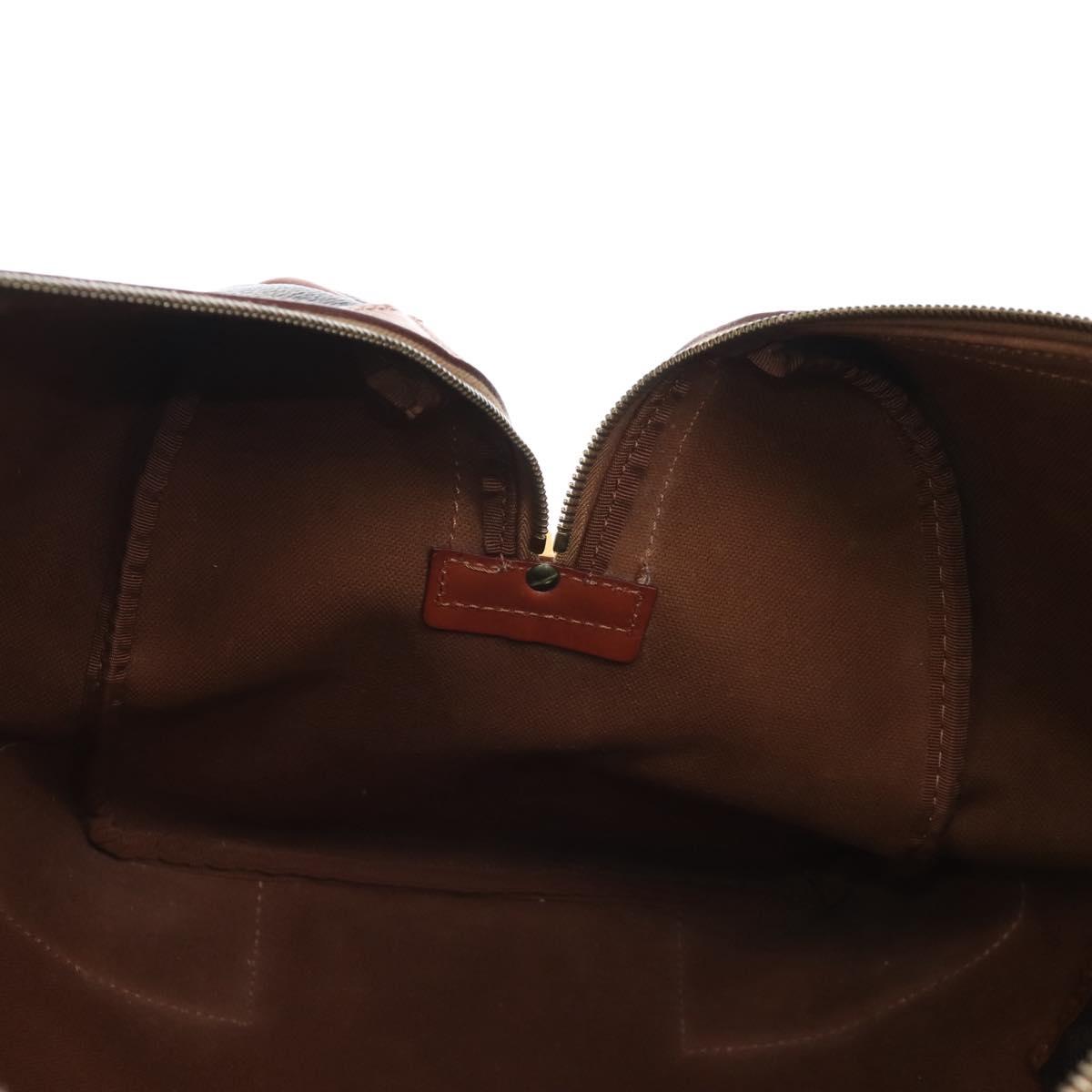 CELINE Macadam Boston Bag PVC Brown Gold Tone Auth 208171V