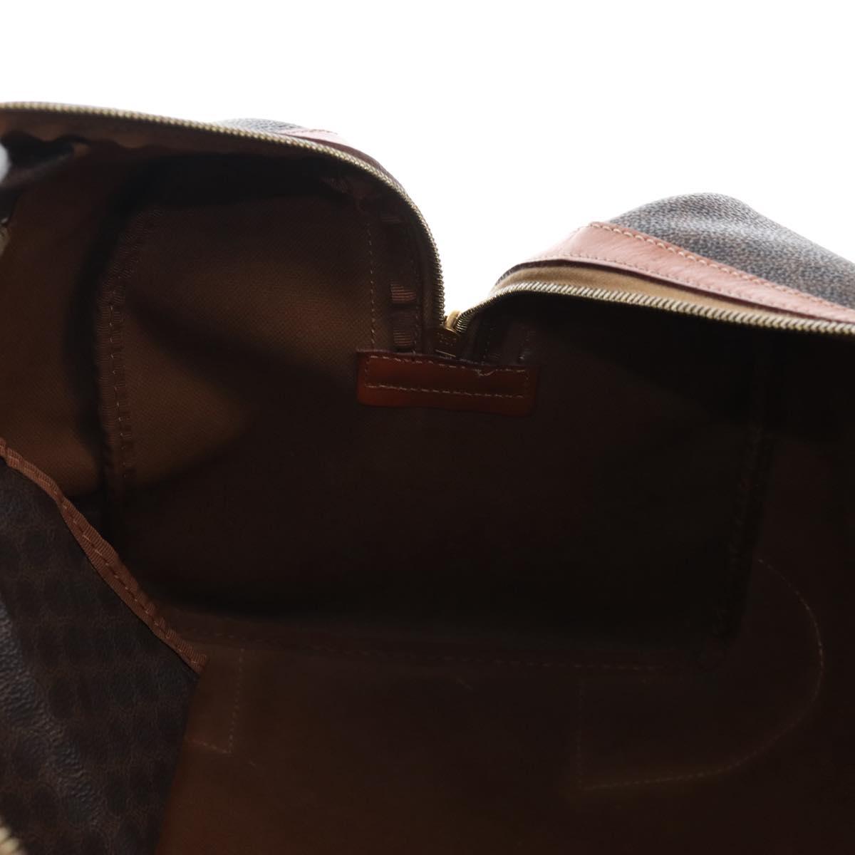 CELINE Macadam Boston Bag PVC Brown Gold Tone Auth 208171V