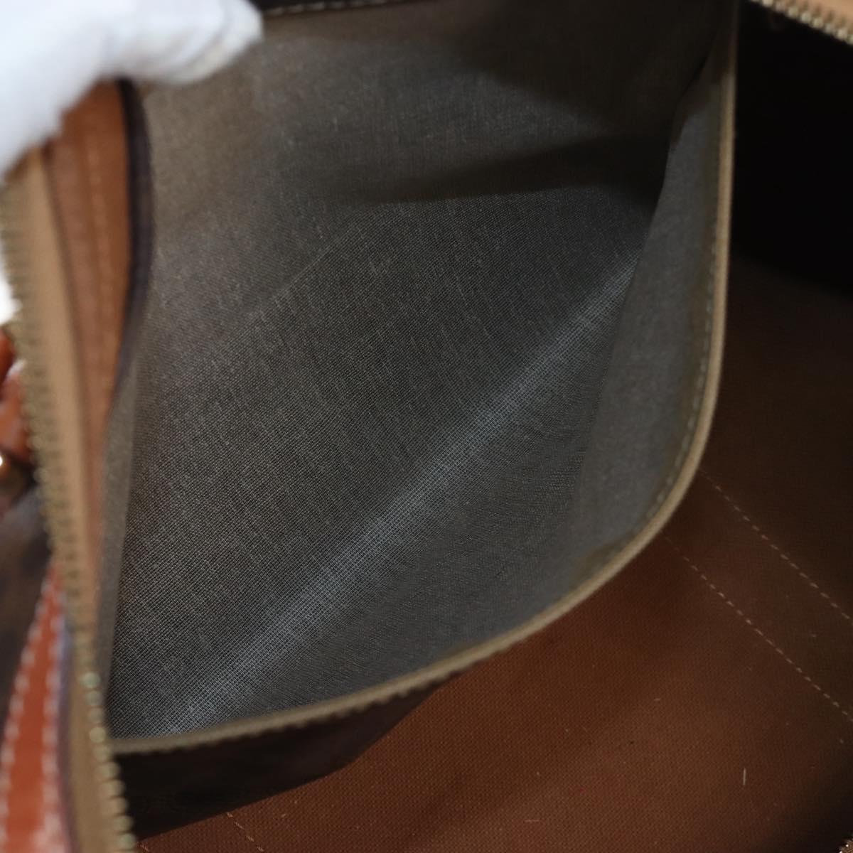 CELINE Macadam Boston Bag PVC Brown Gold Tone Auth 208171V
