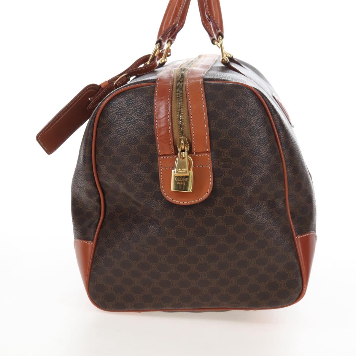 CELINE Macadam Boston Bag PVC Brown Gold Tone Auth 208171V