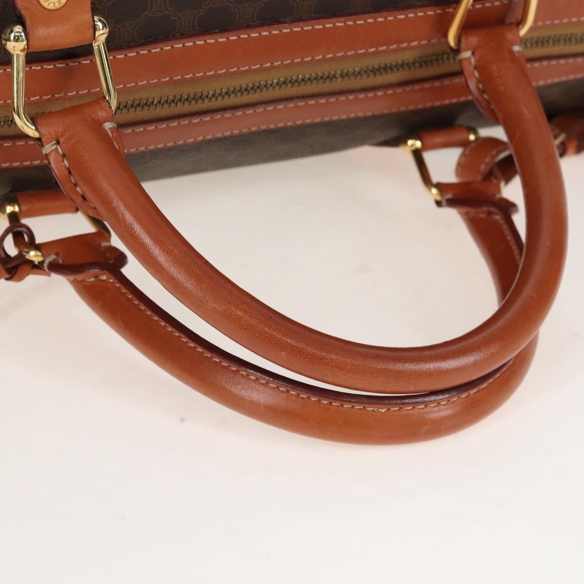 CELINE Macadam Boston Bag PVC Brown Gold Tone Auth 208171V