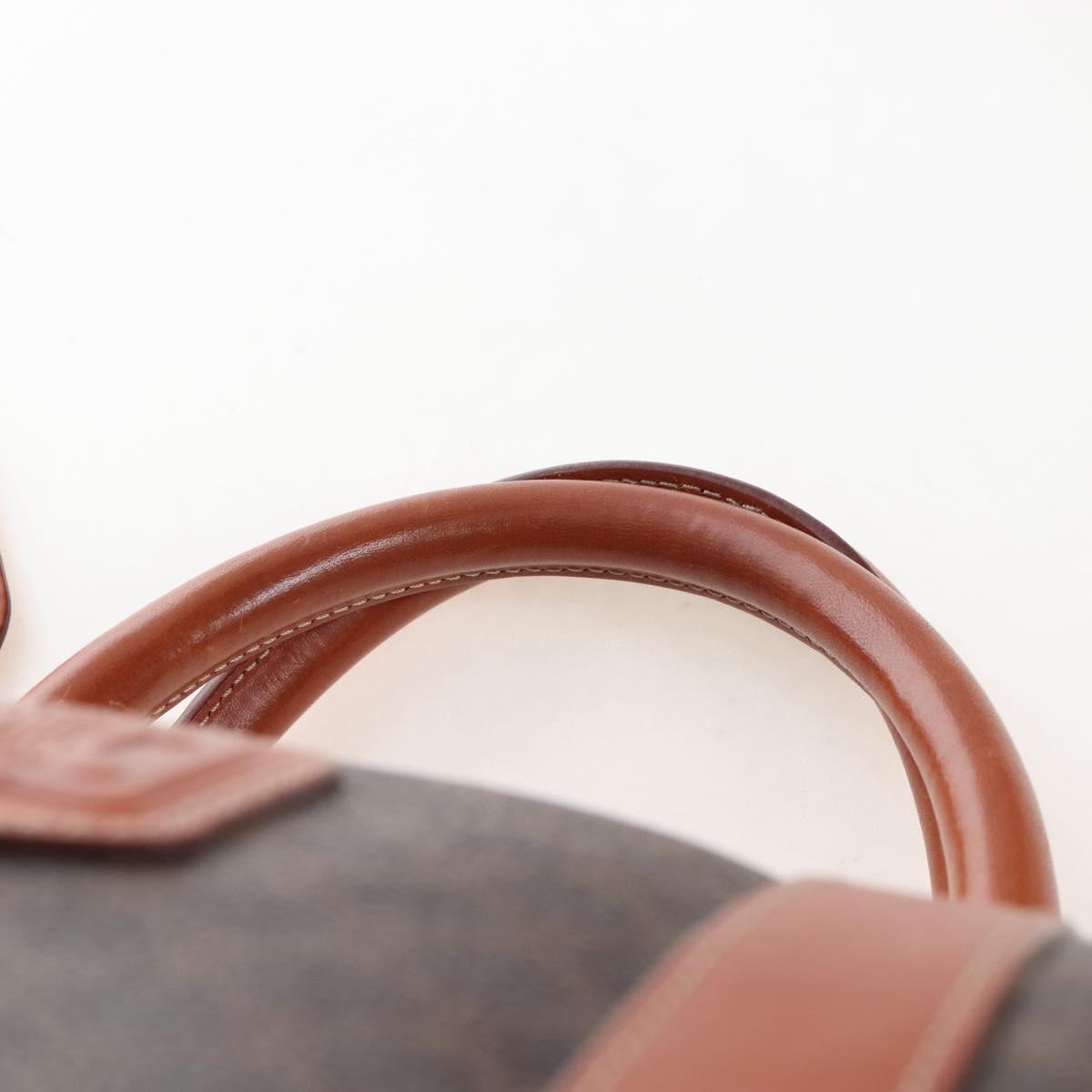 CELINE Macadam Boston Bag PVC Brown Gold Tone Auth 208171V