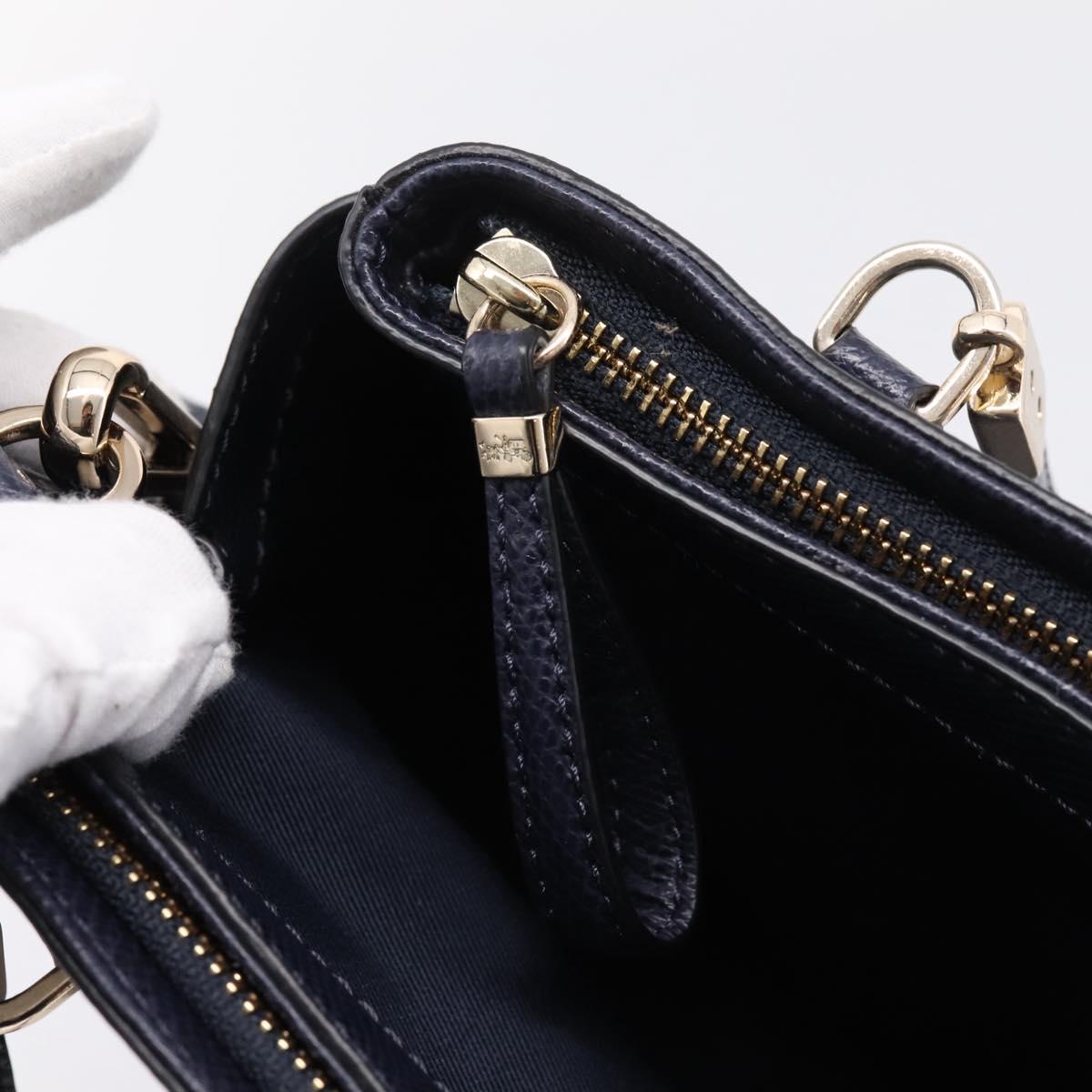 Coach Shoulder Bag Leather 2way Navy Gold Tone Auth 208190A