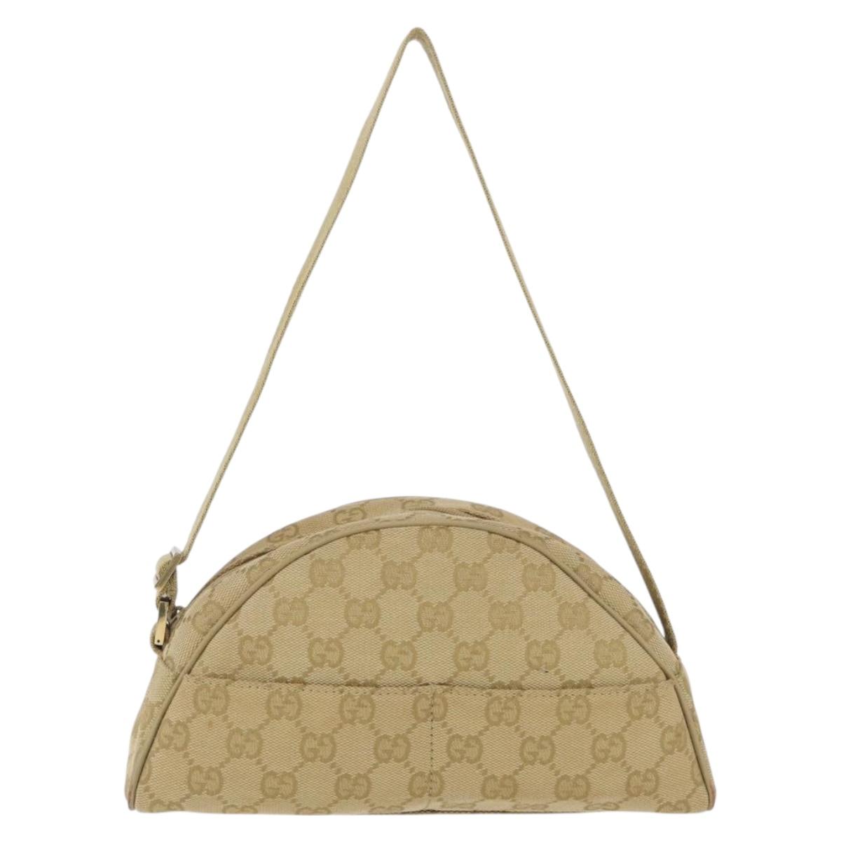 GUCCI GG Canvas Shoulder Bag Beige Gold 90781 Auth 208203
