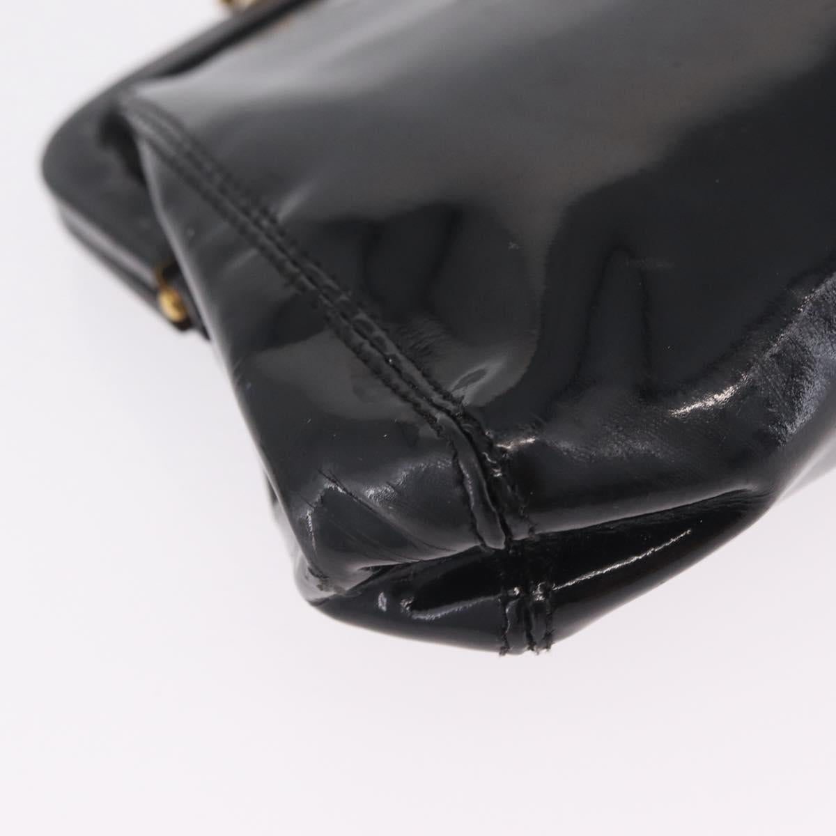 CHANEL Coin Purse Patent leather Black Gold CC Auth 208204