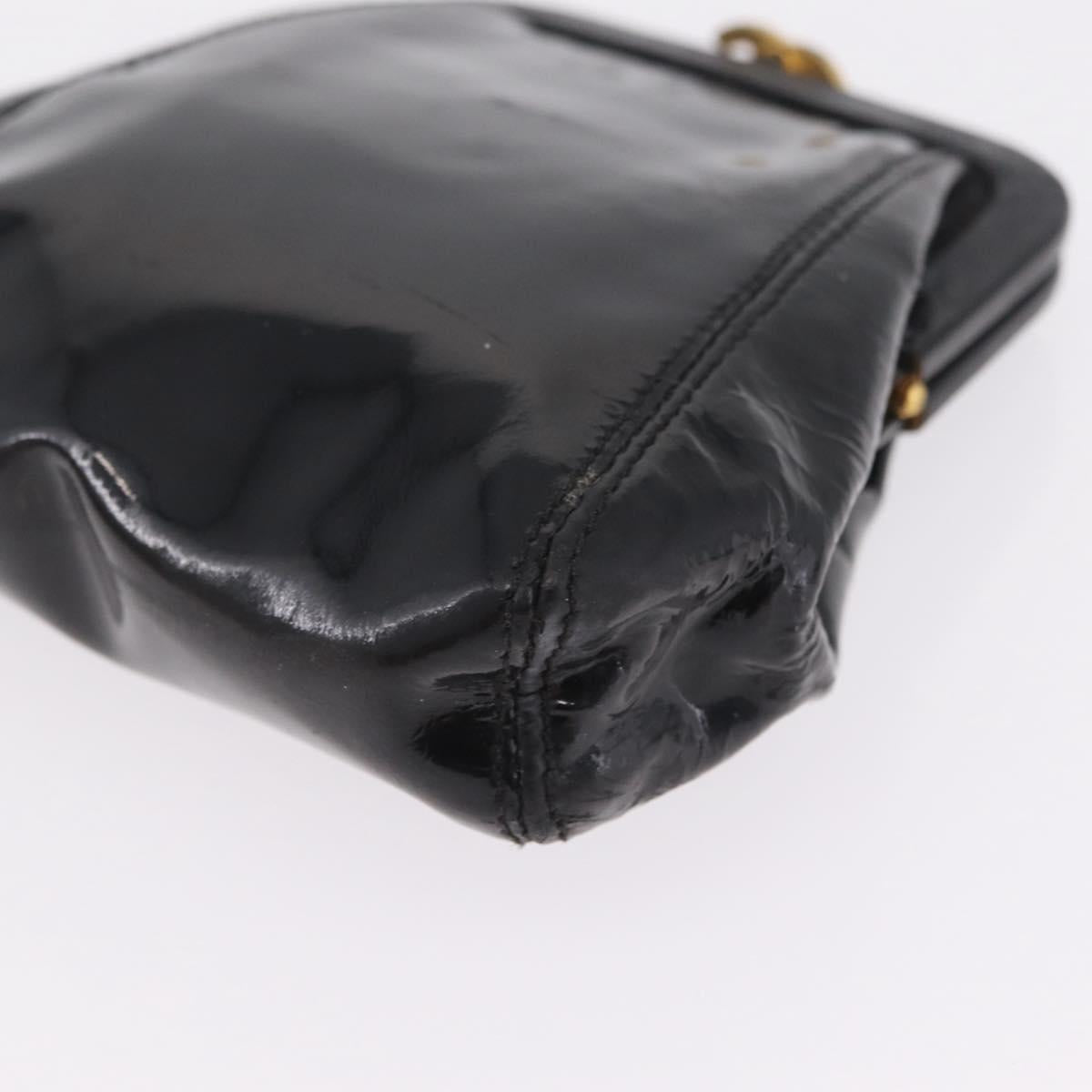 CHANEL Coin Purse Patent leather Black Gold CC Auth 208204