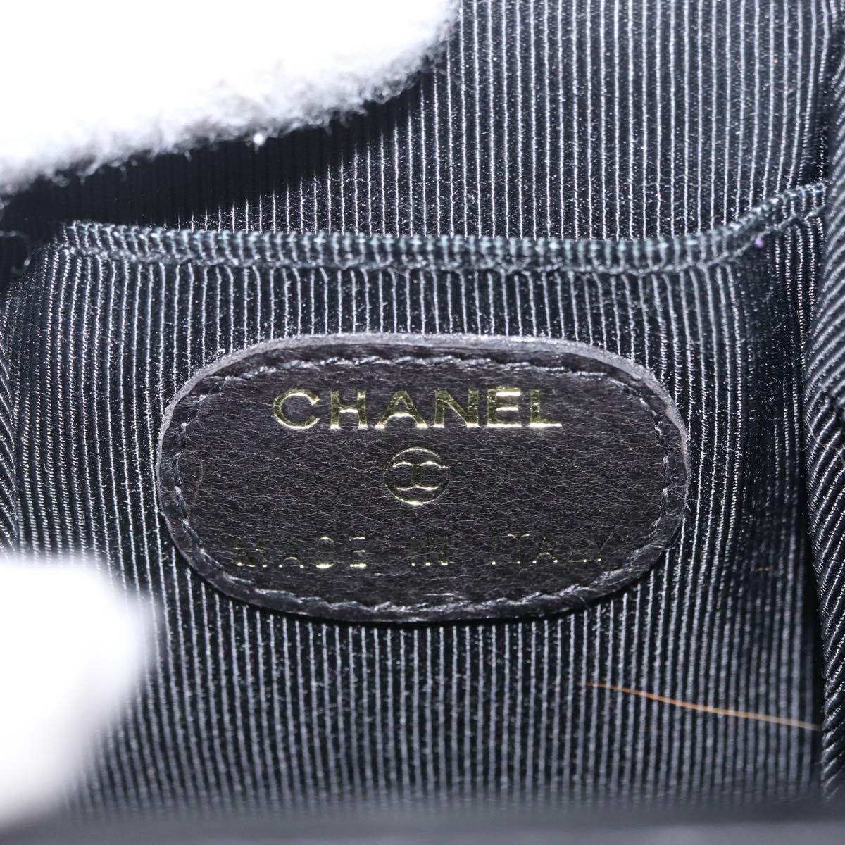 CHANEL Coin Purse Patent leather Black Gold CC Auth 208204