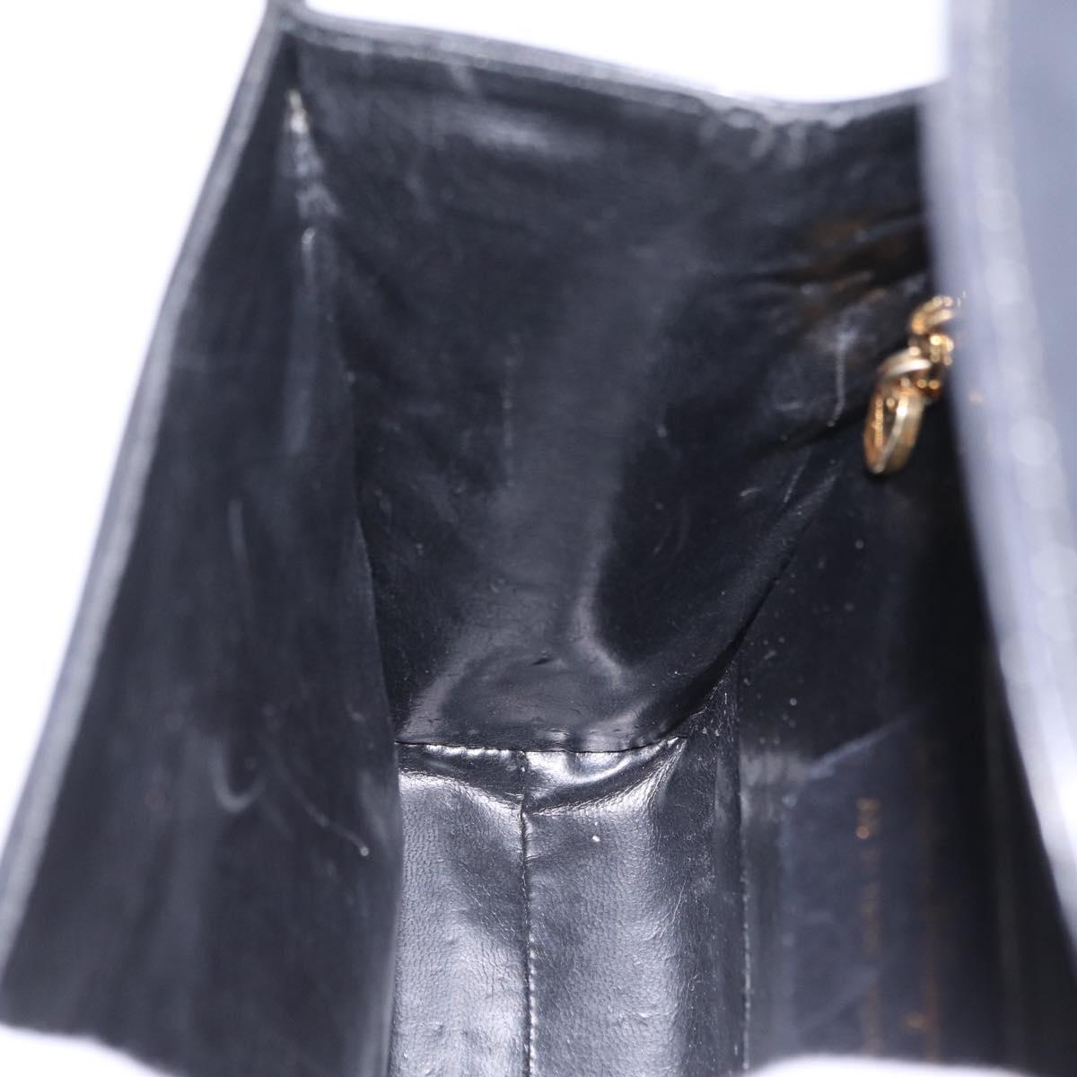 Salvatore Ferragamo Chain Hand Bag Leather Black Gold Auth 208207A