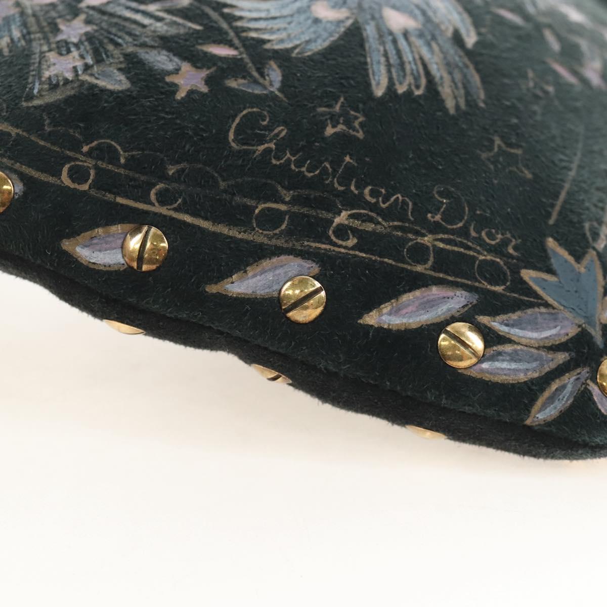 Christian Dior Chain Shoulder Bag Suede Black Gold Auth 208208M