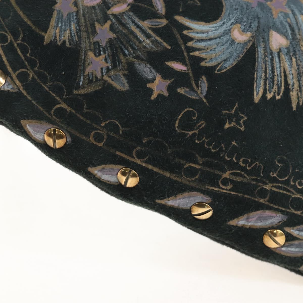 Christian Dior Chain Shoulder Bag Suede Black Gold Auth 208208M