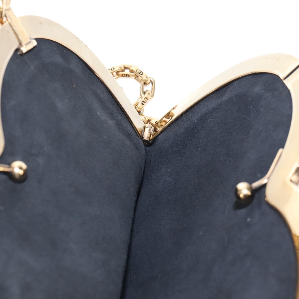 Christian Dior Chain Shoulder Bag Suede Black Gold Auth 208208M