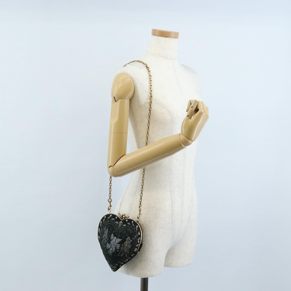 Christian Dior Chain Shoulder Bag Suede Black Gold Auth 208208M
