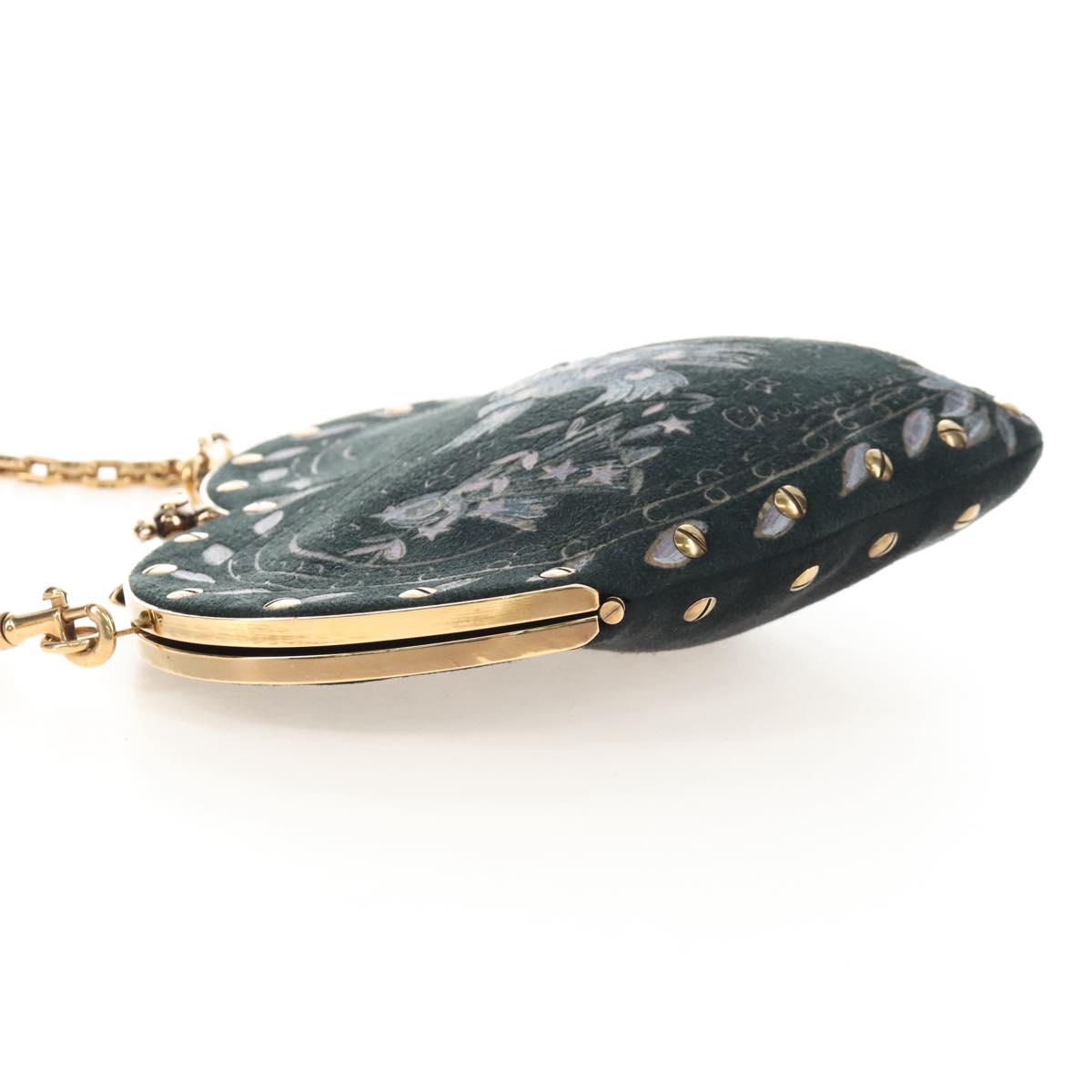Christian Dior Chain Shoulder Bag Suede Black Gold Auth 208208M