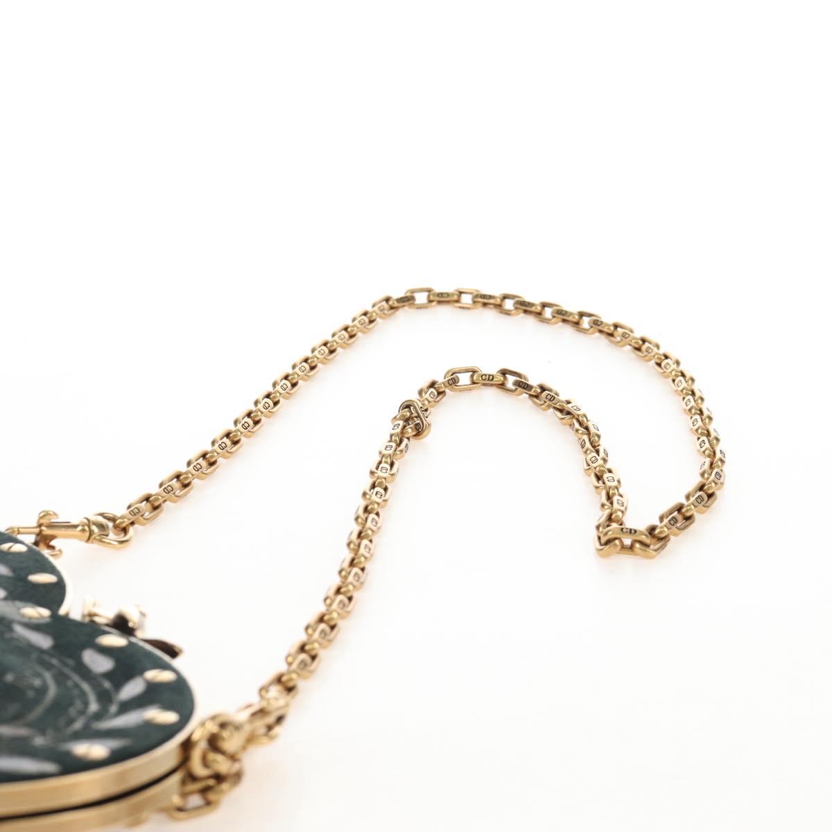 Christian Dior Chain Shoulder Bag Suede Black Gold Auth 208208M